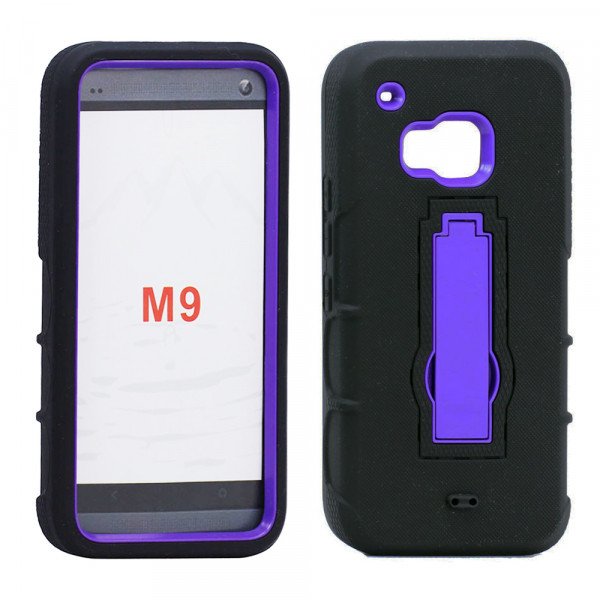 Wholesale HTC One M9 Armor Hybrid Stand Case (Purple)